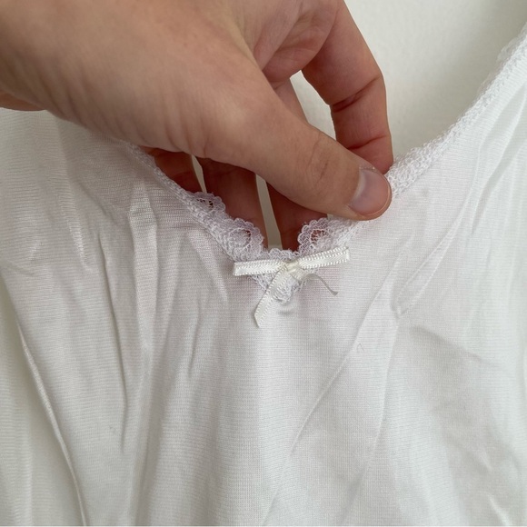 Vintage y2k satin slip tank cami Warner’s White Lace feminine coquette dainty S - Picture 4 of 8